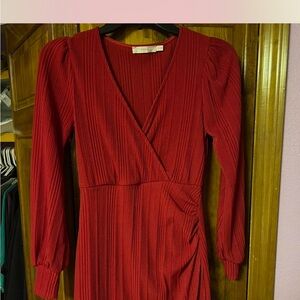 Lush Red Long Sleeve Mini Dress